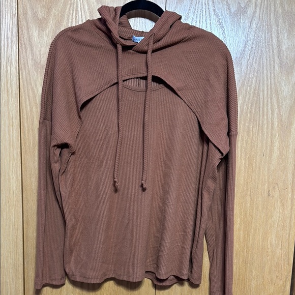 Brown Hooded Long Sleeve Top - Picture 1 of 3